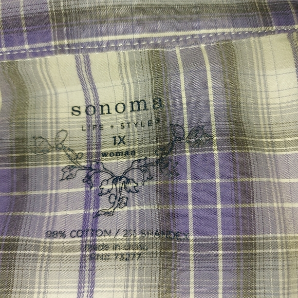 Sonoma Plaid Long Sleeved Button Down Shirt Plus Size 1X - Picture 3 of 5